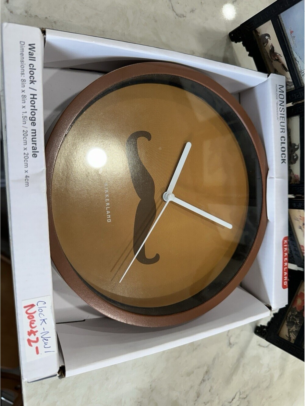 Kikkerland Monsieur Wall Clock NEW Battery Operated  8 Inches